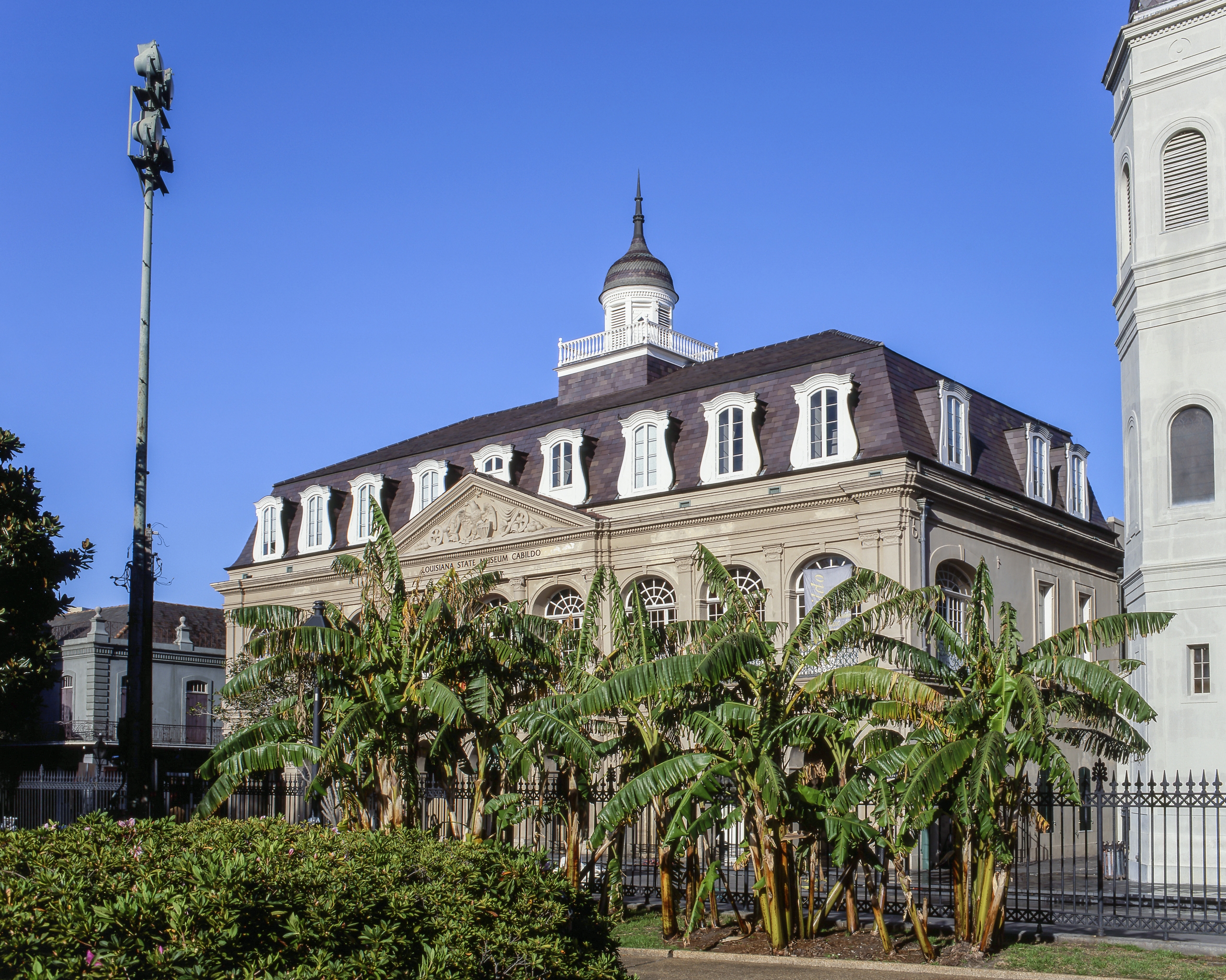 A historic Spanish colonial building in Jackson Square, New Orleans.