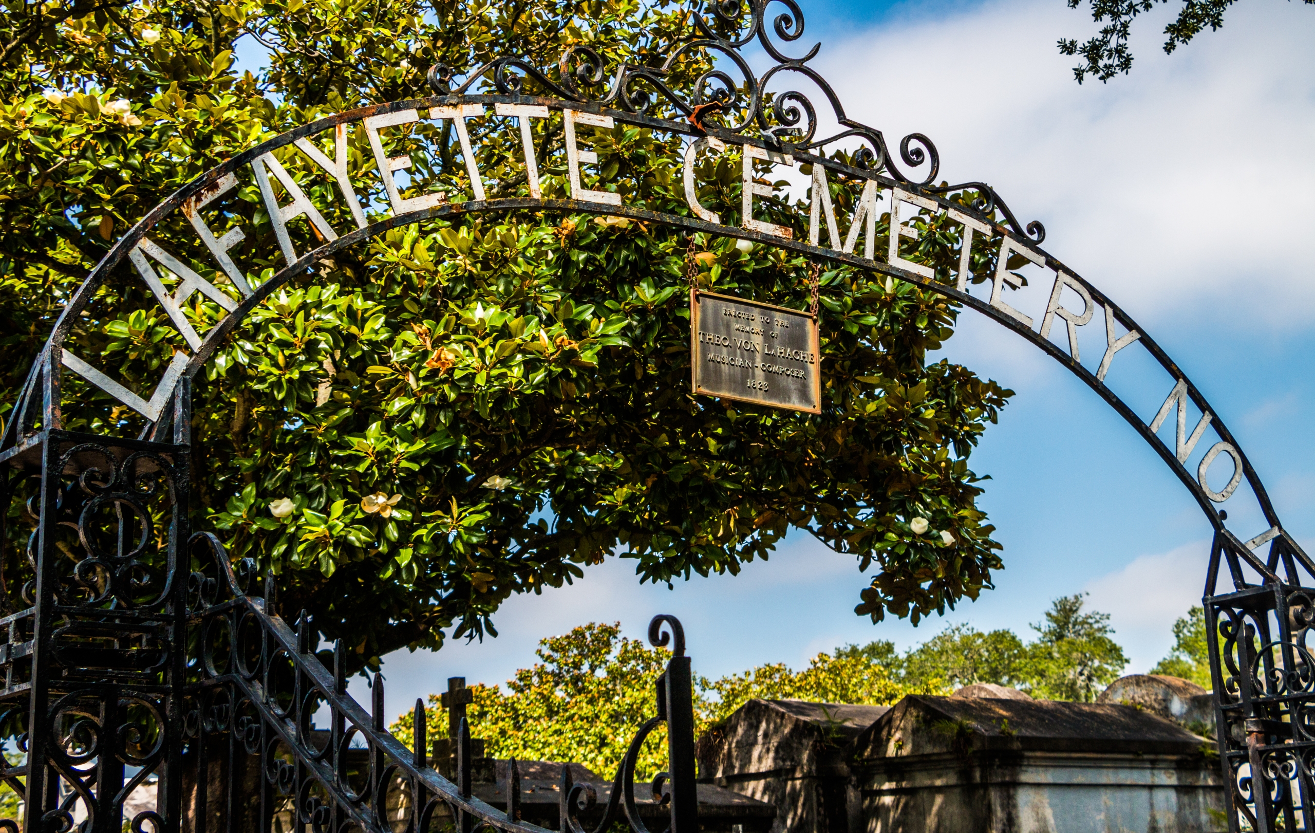 Detail of The Entrance Gate To New Orleans Most Famous Cemetery on a Summer day