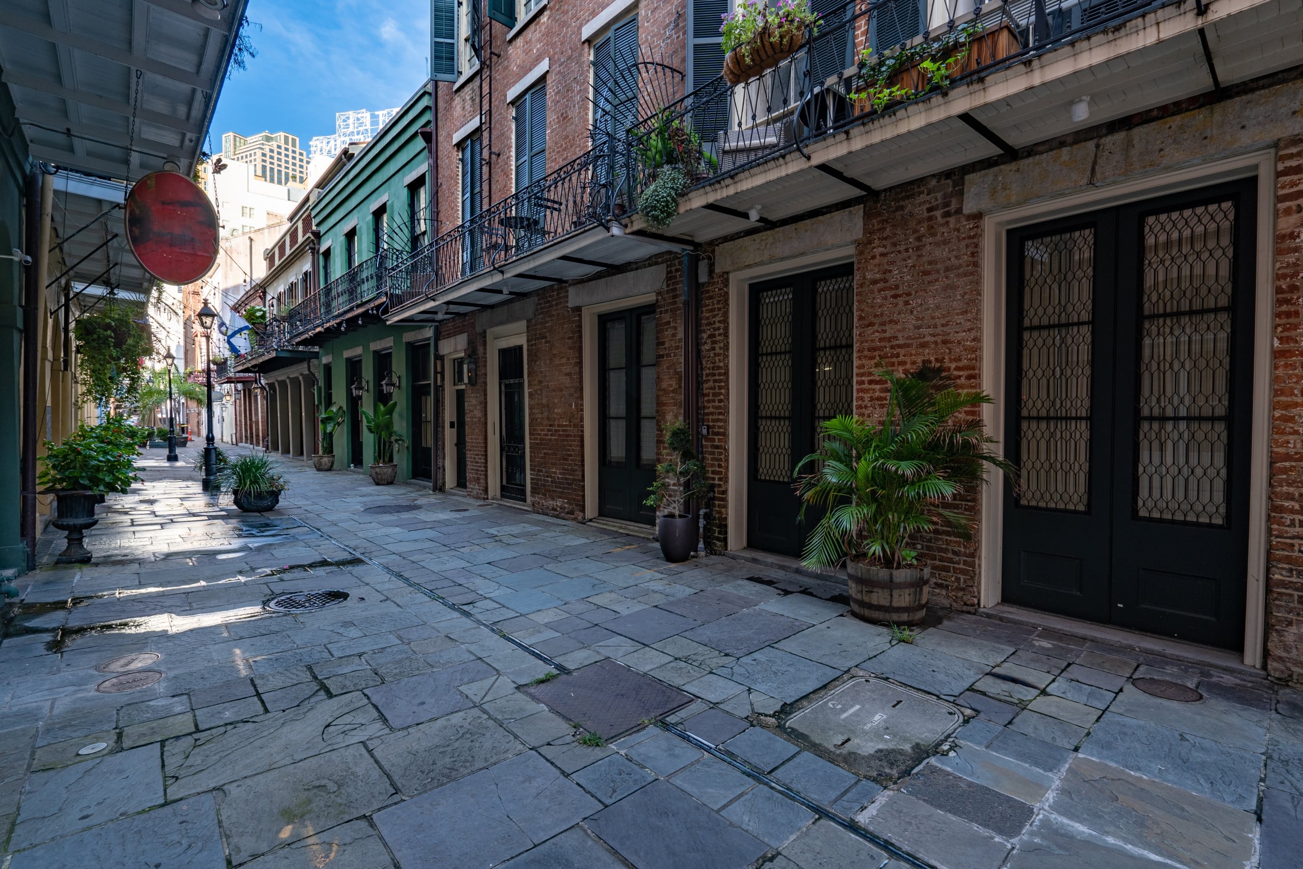 The famous Exchange Place in the historic French Quarter of New Orleans, Louisiana.