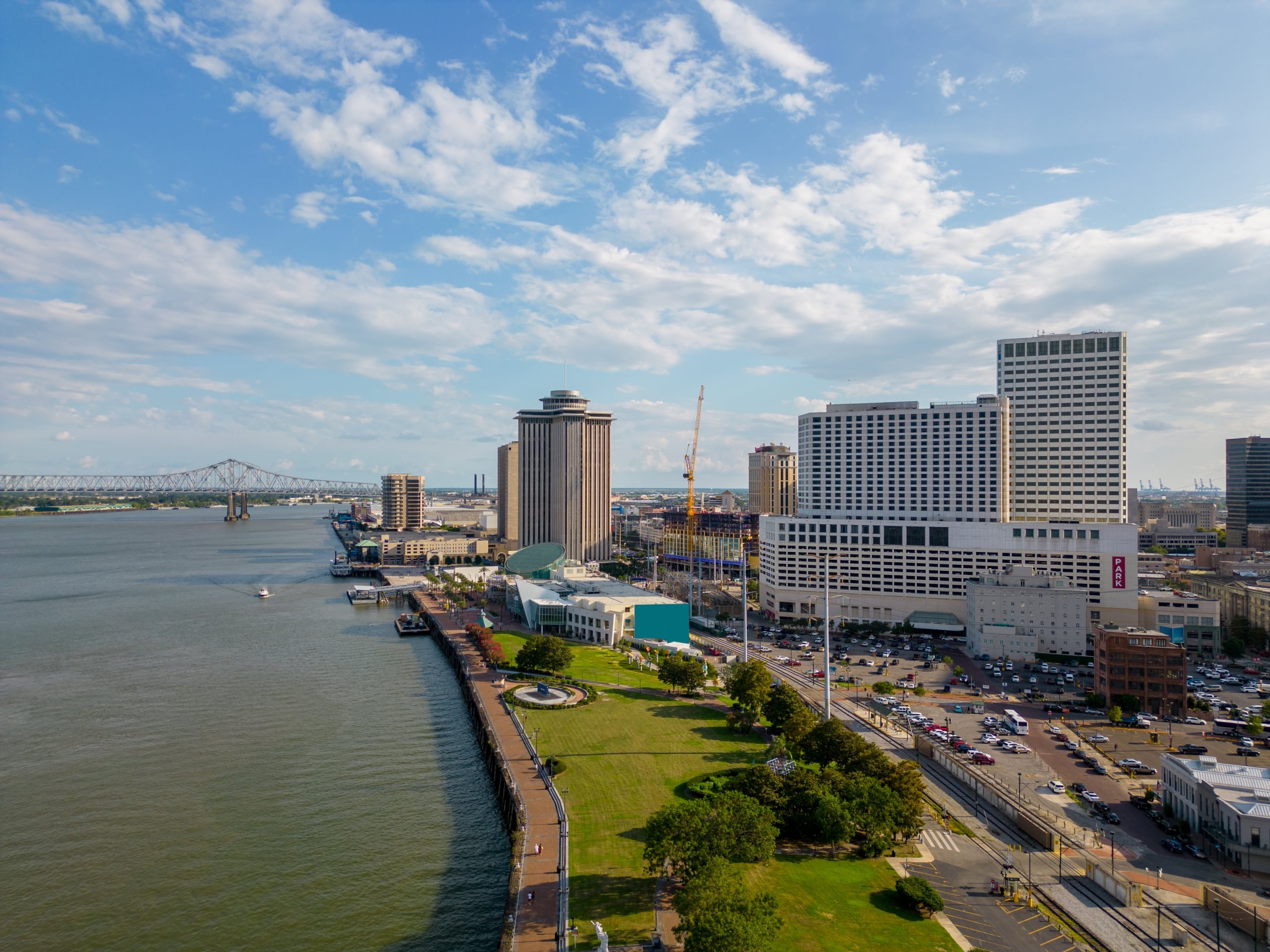 Aerial photo Woldenberg Park New Orleans LA USA